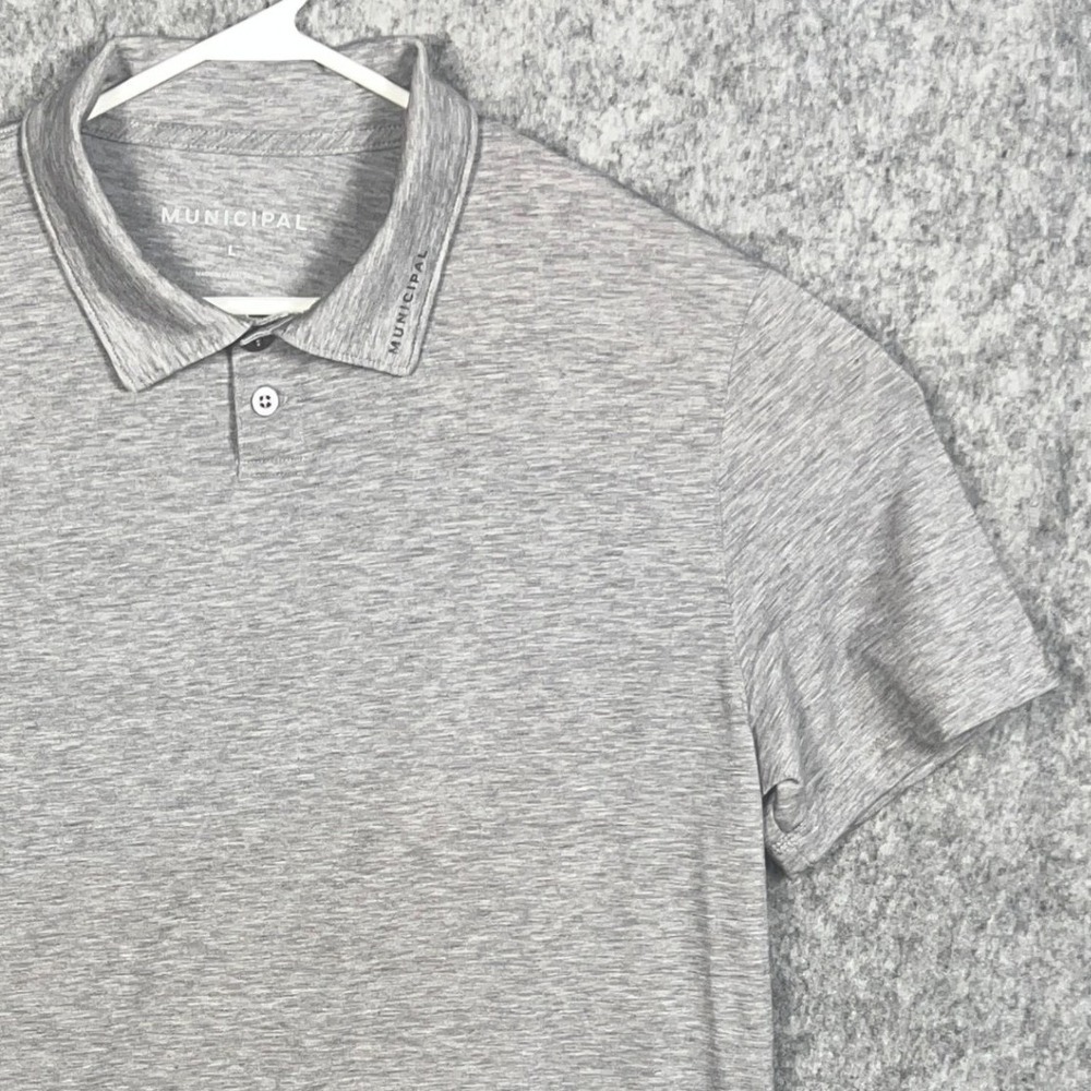 Municipal Men's Short Sleeve Polo Shirt Heather Grey Athletic Golf Top Size L